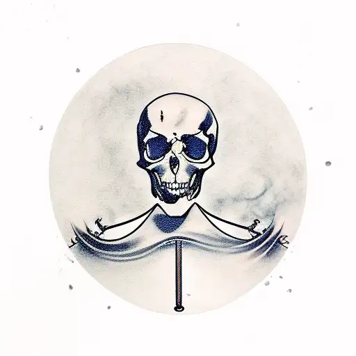 a portrait of a crow, the grim reaper, a bull skull, some smoke, and a hour glass tattoo design idea