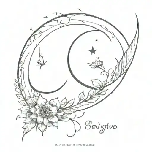 Create a simple yet elegant tattoo design of a half moon with the words 'Brighton Love' incorporated to symbolize where Rana and Antonio met tattoo design idea