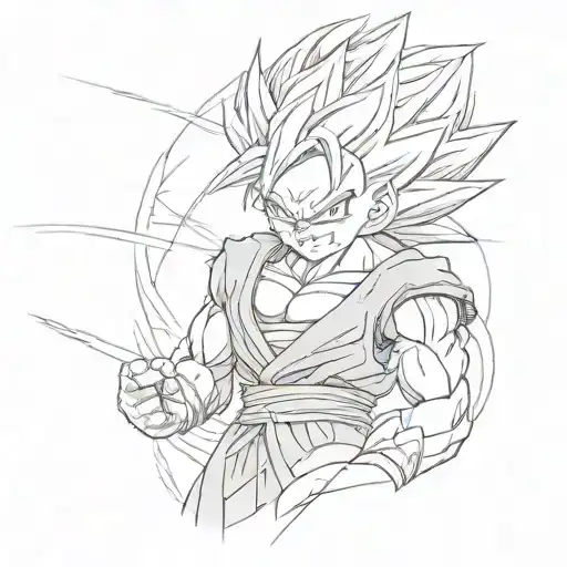 black and white of piccolo dragon ball tattoo design idea