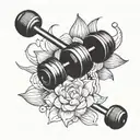 Incorporate a lotus flower into a design featuring a weightlifting barbell and kettlebell tattoo design idea
