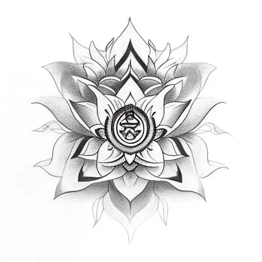 lotus flower with seven chakras tattoo design idea