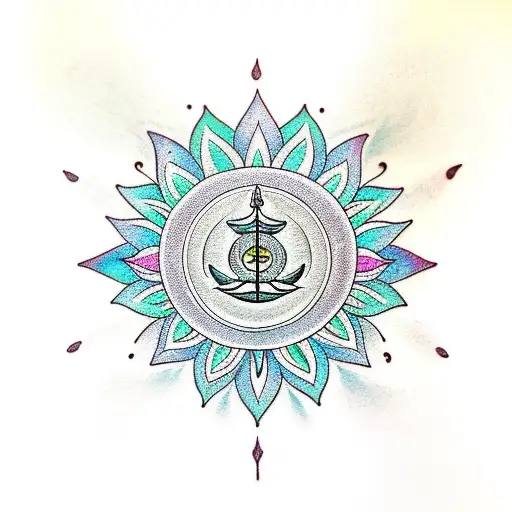lotus flower with seven chakras tattoo design idea