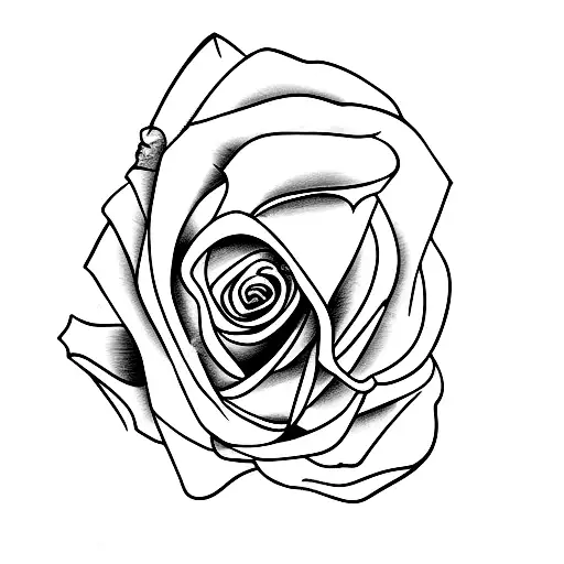 skeleton hand plucking petals off a dead rose tattoo design idea