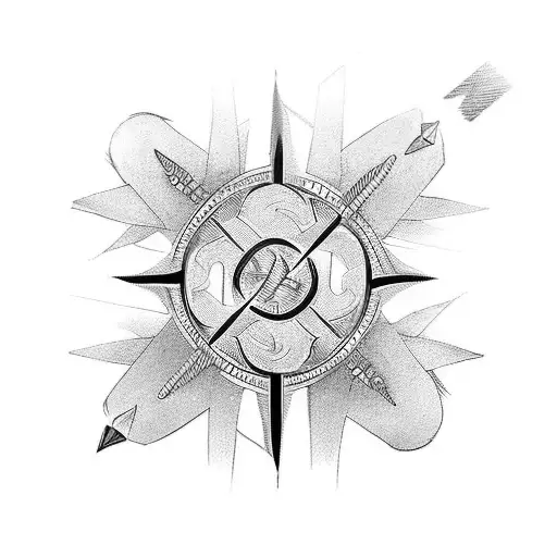 three swords that are crossing in the middle of the blades, with mixed on the guards the letter J L M (one letter on eac tattoo design idea