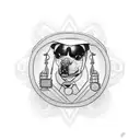A tattoo design incorporating elements of money and trap music with a subtle reference to your dog, combining your passions in a unique way tattoo design idea