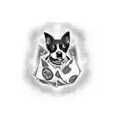 A tattoo design incorporating elements of money and trap music with a subtle reference to your dog, combining your passions in a unique way tattoo design idea