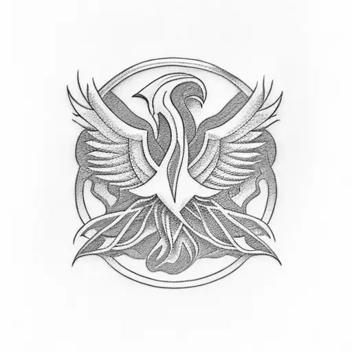 phoenix wedding ring coverup tattoo design idea