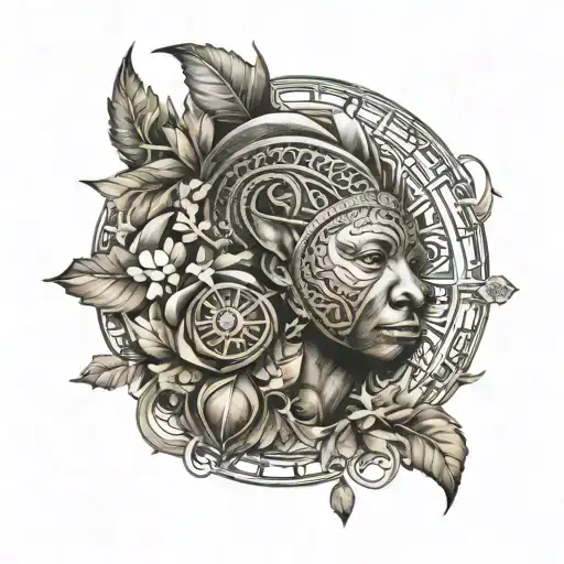 south African inspired symbols and culture tattoo design idea
