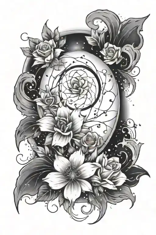 Galaxy cover up on left shoulder feminine tattoo design idea