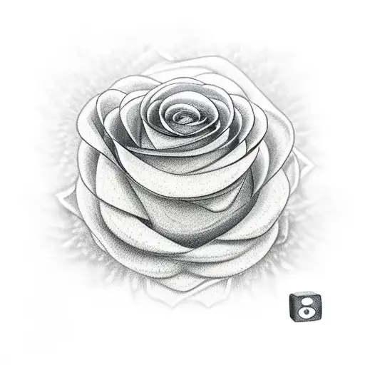 flower and dice roll tattoo design idea