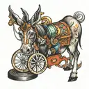 mule with a spinning wheel tattoo design idea