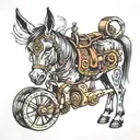 mule with a spinning wheel tattoo design idea