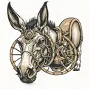 mule with a spinning wheel tattoo design idea