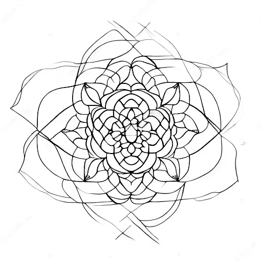 A geometric pattern inspired by the Fibonacci sequence, incorporating leaves and flowers tattoo design idea