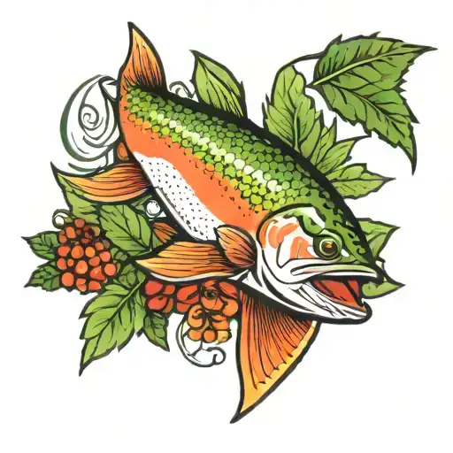 trout marijuana tattoo design idea