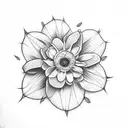 Flower with cross and dates tattoo design idea