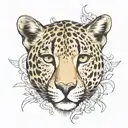 half women half cheetah  face tattoo design idea