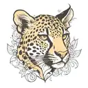 half women half cheetah  face tattoo design idea