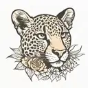 half women half cheetah  face tattoo design idea