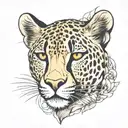 half women half cheetah  face tattoo design idea