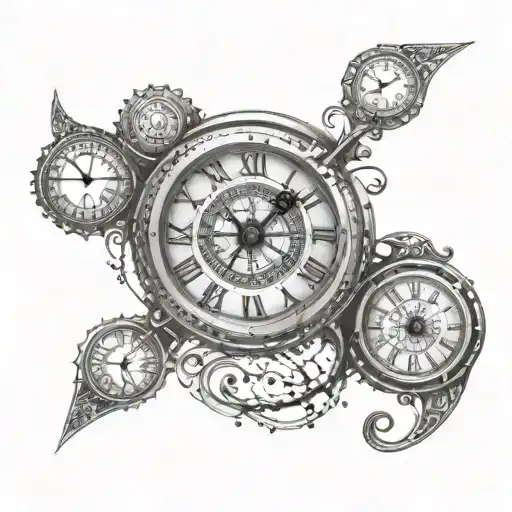 broken time clock tattoo design idea