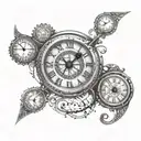 broken time clock tattoo design idea