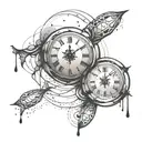 broken time clock tattoo design idea