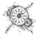 broken time clock tattoo design idea