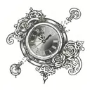 broken time clock tattoo design idea