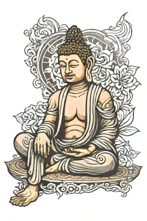 buddha sitting side tattoo design idea