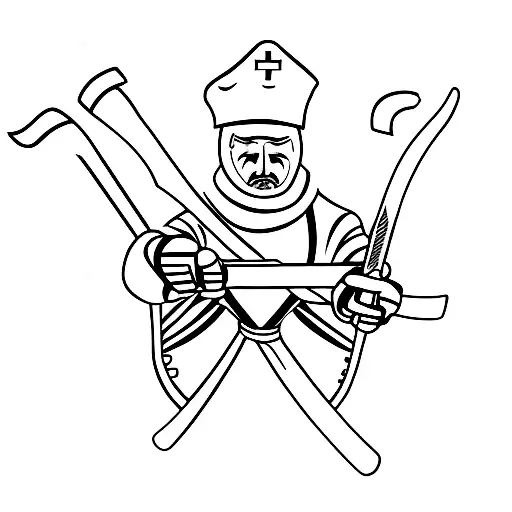 A minimalist tattoo of the Three Musketeers holding hockey sticks instead of swords tattoo design idea