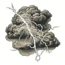 cloud with heartbeat line as lightning bolts tattoo design idea
