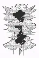 cloud with heartbeat line as lightning bolts tattoo design idea