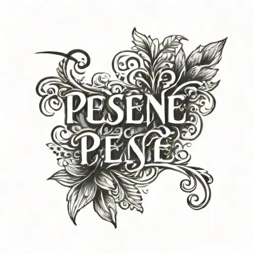 a script tattoo that says 'presence' in Greek language  tattoo design idea