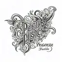 a script tattoo that says 'presence' in Greek language  tattoo design idea