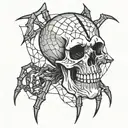 skull and spider web tattoo design idea