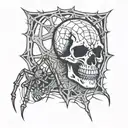 skull and spider web tattoo design idea