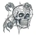 skull and spider web tattoo design idea