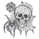 skull and spider web tattoo design idea