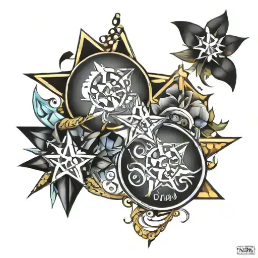 Virgo Libra aquarius Sagittarius with four star tattoo design idea