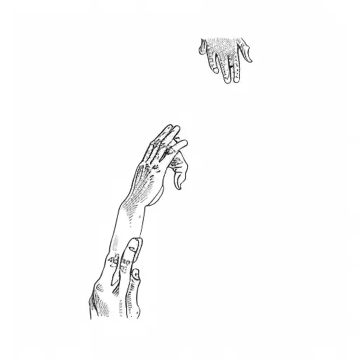 a man's hand reaching out to a woman's hand tattoo design idea