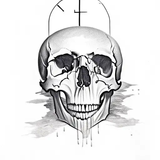 skull with the roman number thirteen inside it's mouth tattoo design idea