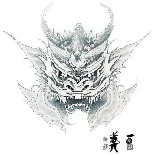 Oni Mask dragon  tattoo design idea
