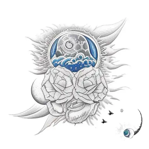 sol y luna tattoo design idea