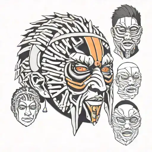 Obito Uchiha broken orange face mask tattoo design idea