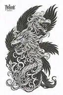 phoenix and Medusa and wolf  tattoo design idea