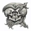 kissing skulls tattoo design idea