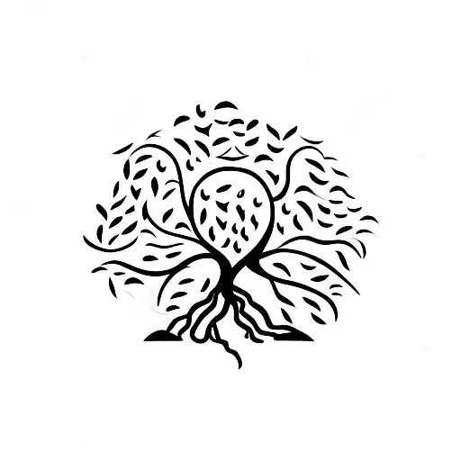 A minimalist tattoo of a coffee bean sprouting into a tree with the word 'family' written in Arabic calligraphy, symbolizing the client's love for coffee and their strong family values. tattoo design idea