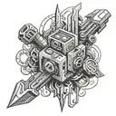 Design a tattoo featuring a combination of gaming symbols and woodworking tools tattoo design idea