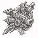 Design a tattoo featuring a combination of gaming symbols and woodworking tools tattoo design idea